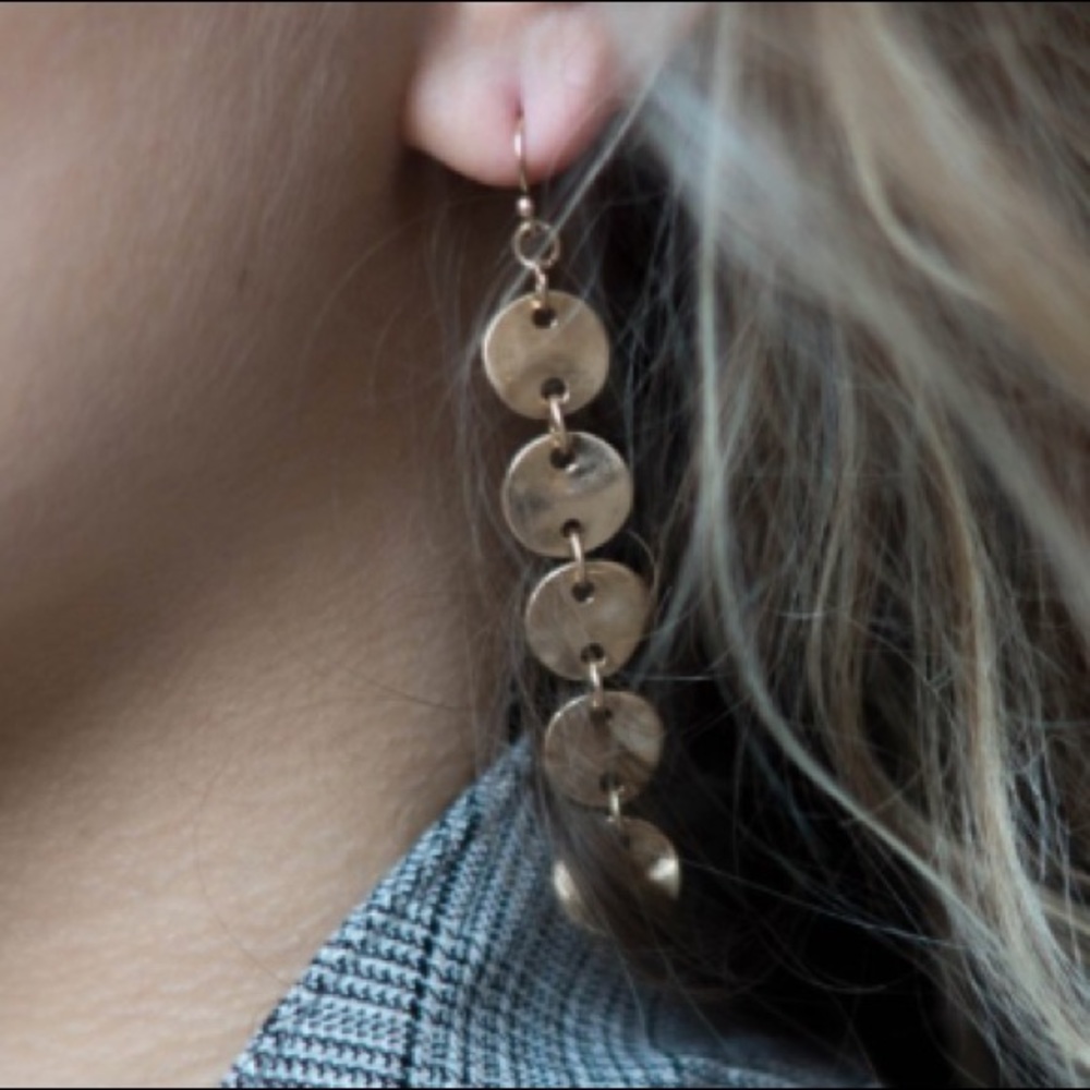 Coin Disc Link Dangle Earring
